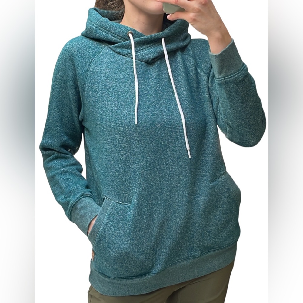Tentree Women’s Organic Cotton Teal Thick Cozy Hoodie Pullover Sweatshirt Large